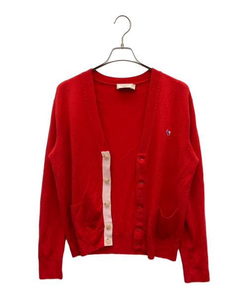 maison kitsune（メゾンキツネ）MAISON KITSUNE (メゾンキツネ) 薄手カーディガン レッド サイズ:SIZE Sの古着・服飾アイテム