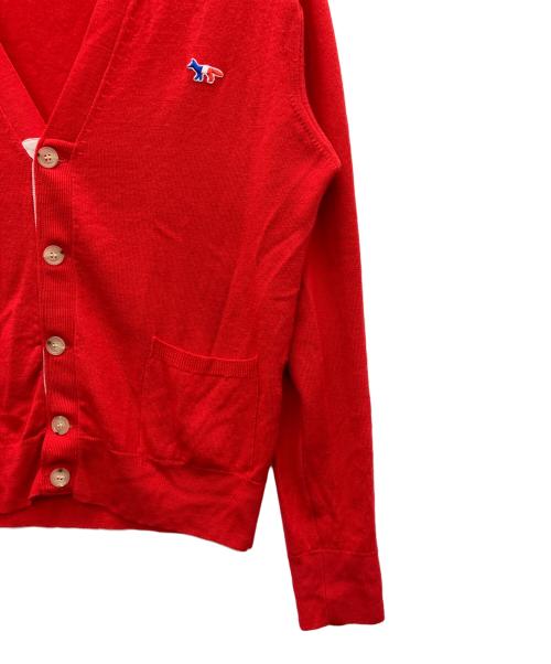 maison kitsune（メゾンキツネ）MAISON KITSUNE (メゾンキツネ) 薄手カーディガン レッド サイズ:SIZE Sの古着・服飾アイテム