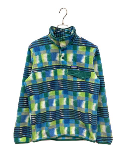 Patagonia（パタゴニア）Patagonia (パタゴニア) ライトウェイトシンチラスナップTプルオーバー ブルー×グリーン サイズ:Sの古着・服飾アイテム