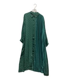 SUM1 STYLE（スミスタイル）の古着「長袖ワンピースドットプリーツシャツワンピース」｜グリーン