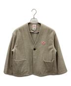 DANTONダントン）の古着「ウールパイル Vネックジャケット」｜ベージュ