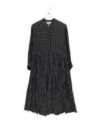 BEARDSLEYビアズリー）の古着「ドットギャザーワンピーズ」｜ブラック×ホワイト