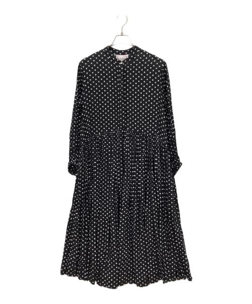 BEARDSLEY（ビアズリー）BEARDSLEY (ビアズリー) ドットギャザーワンピーズ ブラック×ホワイトの古着・服飾アイテム