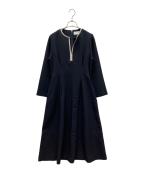 SHIPS anyシップスエニィ）の古着「ダブルクロスウエストタックAライン」｜ネイビー
