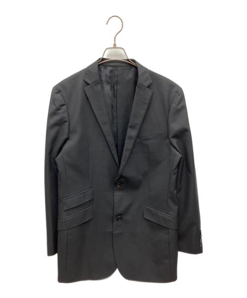 BURBERRY BLACK LABEL（バーバリーブラックレーベル）BURBERRY BLACK LABEL (バーバリーブラックレーベル) ストライプ柄ウール2Bスーツ ブラック サイズ:LLの古着・服飾アイテム