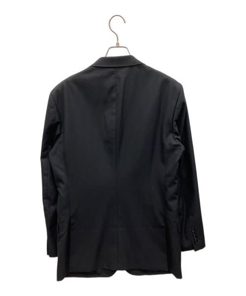BURBERRY BLACK LABEL（バーバリーブラックレーベル）BURBERRY BLACK LABEL (バーバリーブラックレーベル) ストライプ柄ウール2Bスーツ ブラック サイズ:LLの古着・服飾アイテム