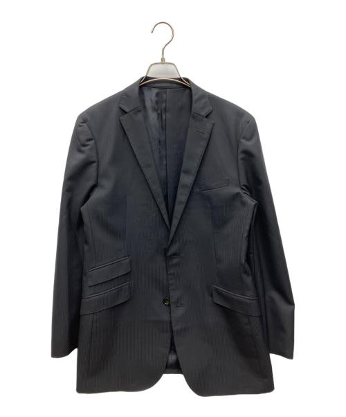 BURBERRY BLACK LABEL（バーバリーブラックレーベル）BURBERRY BLACK LABEL (バーバリーブラックレーベル) ストライプ柄ウール2Bスーツ ブラック サイズ:LLの古着・服飾アイテム