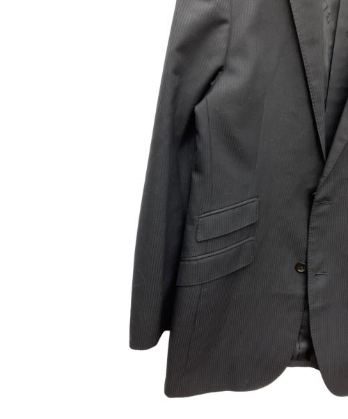 BURBERRY BLACK LABEL（バーバリーブラックレーベル）BURBERRY BLACK LABEL (バーバリーブラックレーベル) ストライプ柄ウール2Bスーツ ブラック サイズ:LLの古着・服飾アイテム