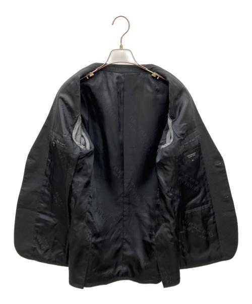 BURBERRY BLACK LABEL（バーバリーブラックレーベル）BURBERRY BLACK LABEL (バーバリーブラックレーベル) ストライプ柄ウール2Bスーツ ブラック サイズ:LLの古着・服飾アイテム