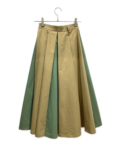 Banner Barrett（バナーバレット）Banner Barrett (バナーバレット) MAKIKANEKO 配色フレアスカート ブラウン×グリーン サイズ:34の古着・服飾アイテム