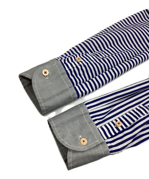 KAWATANI SHIRT（カワタニシャツ）KAWATANI SHIRT (カワタニシャツ) パッチワークシャツ 河谷シャツ ネイビー×ホワイト サイズ:XSの古着・服飾アイテム
