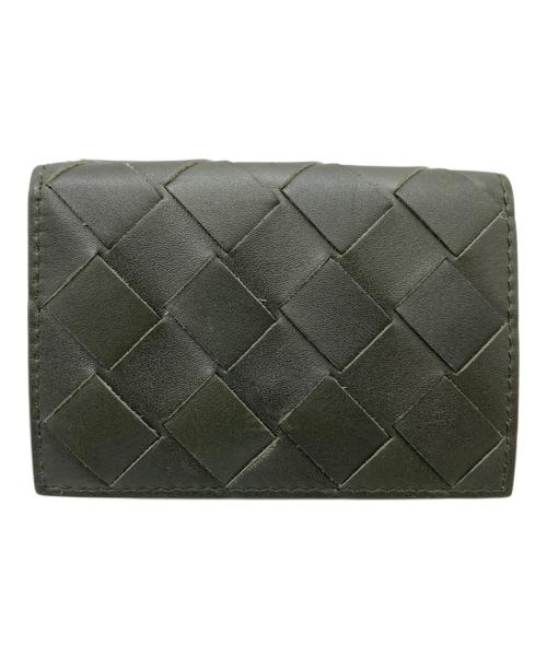 BOTTEGA VENETA（ボッテガベネタ）BOTTEGA VENETA (ボッテガベネタ) イントレチャート タイニー 3つ折り財布 グレー×ピンクの古着・服飾アイテム