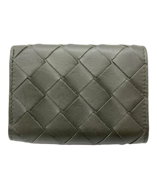BOTTEGA VENETA（ボッテガベネタ）BOTTEGA VENETA (ボッテガベネタ) イントレチャート タイニー 3つ折り財布 グレー×ピンクの古着・服飾アイテム