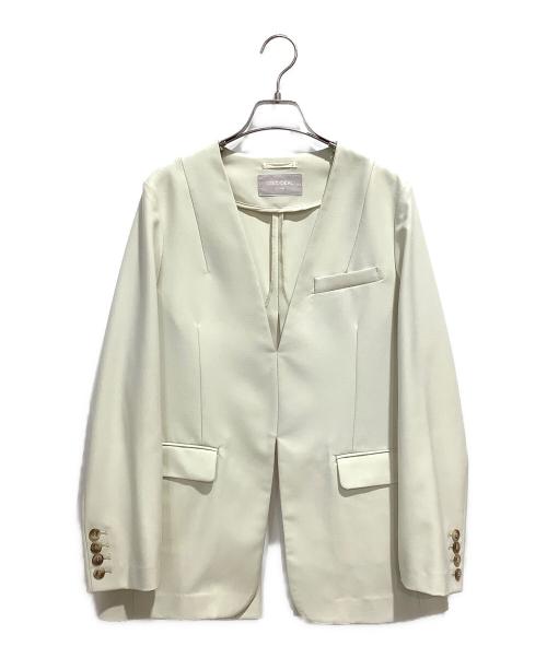 COCODEAL LUXE（ココディール リュクス）COCODEAL LUXE (ココディール リュクス) Vネックジャケット ホワイト サイズ:2の古着・服飾アイテム