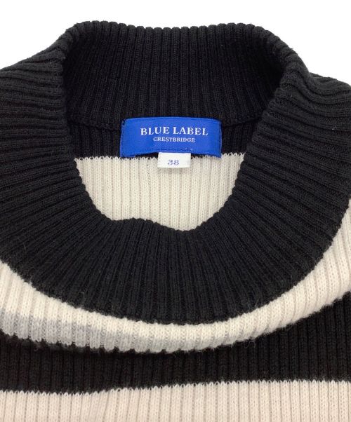 BLUE LABEL CRESTBRIDGE（ブルーレーベルクレストブリッジ）BLUE LABEL CRESTBRIDGE (ブルーレーベルクレストブリッジ) コットンウール ボーダー柄ニットワンピース ブラック×ホワイト サイズ:Mの古着・服飾アイテム