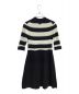 BLUE LABEL CRESTBRIDGE (ブルーレーベルクレストブリッジ) コットンウール ボーダー柄ニットワンピース ブラック×ホワイト サイズ:M：6000円