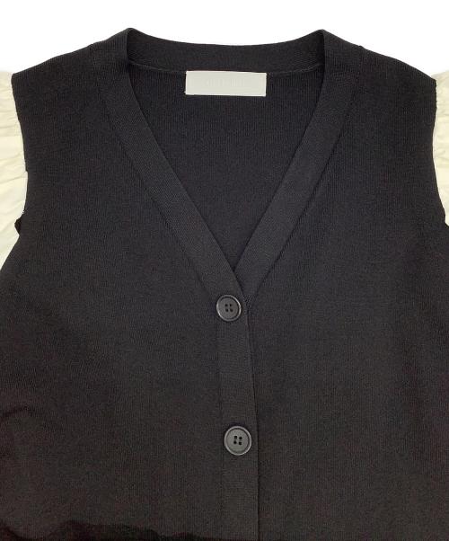 CELFORD（セルフォード）CELFORD (セルフォード) パフスリーブ フロントボタン ワンピース ブラックxホワイト サイズ:Sの古着・服飾アイテム