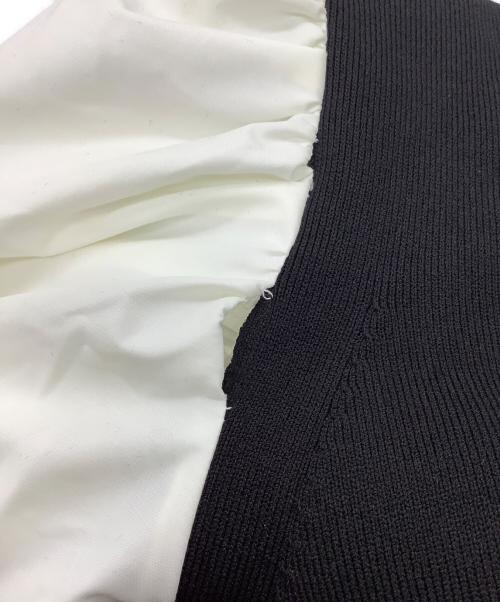 CELFORD（セルフォード）CELFORD (セルフォード) パフスリーブ フロントボタン ワンピース ブラックxホワイト サイズ:Sの古着・服飾アイテム
