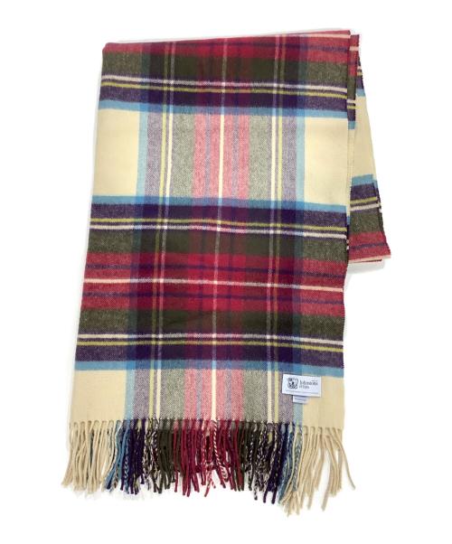 JOHNSTONS OF ELGIN（ジョンストンズオブエルガン）JOHNSTONS OF ELGIN (ジョンストンズオブエルガン) 大判カシミヤマフラー レッドxベージュの古着・服飾アイテム