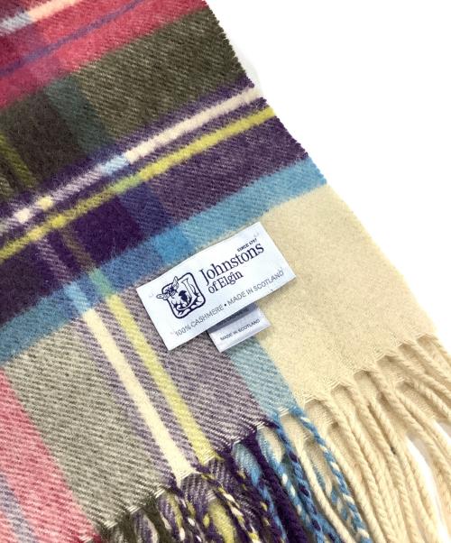 JOHNSTONS OF ELGIN（ジョンストンズオブエルガン）JOHNSTONS OF ELGIN (ジョンストンズオブエルガン) 大判カシミヤマフラー レッドxベージュの古着・服飾アイテム