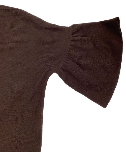 SACRA（サクラ）SACRA (サクラ) ウールフレア袖クルーネックニットプルオーバー ブラウン サイズ:38の古着・服飾アイテム
