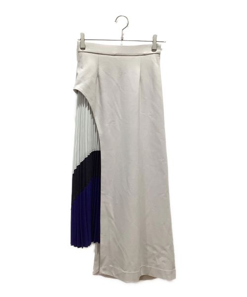 A + TOKYO（エープラス トウキョウ）A + TOKYO (エープラス トウキョウ) マルチカラープリーツコンビスカート グレー×ベージュ サイズ:2の古着・服飾アイテム