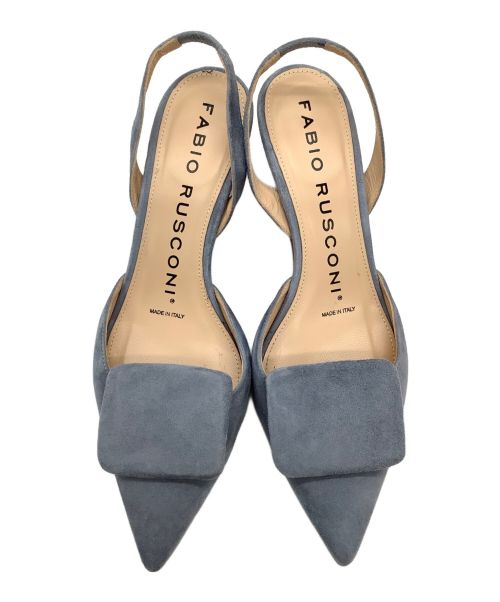 FABIO RUSCONI（ファビオルスコーニ）FABIO RUSCONI (ファビオルスコーニ) スウェードバックストラップパンプス ブルー サイズ:37の古着・服飾アイテム