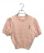 Lily Brownリリーブラウン）の古着「Lily Bear ケーブルニットプルオーバー」｜ピンク