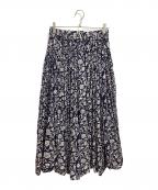 北欧暮らしの道具店ホクオウクラシノドウグテン）の古着「Soi-e (ソワ) 花柄コットンスカート」｜ネイビーxホワイト