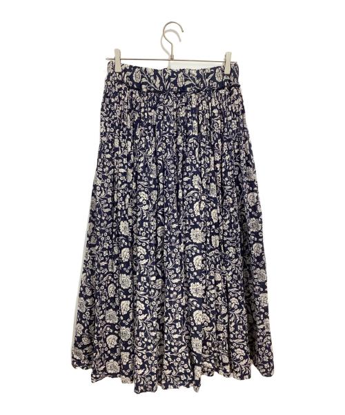 北欧暮らしの道具店（ホクオウクラシノドウグテン）北欧暮らしの道具店 (ホクオウクラシノドウグテン) Soi-e (ソワ) 花柄コットンスカート ネイビーxホワイト サイズ:1の古着・服飾アイテム