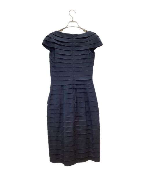 TADASHI SHOJI（タダシ ショージ）TADASHI SHOJI (タダシ ショージ) ティアードコサージュミディアムドレス ネイビー サイズ:2(9号)の古着・服飾アイテム