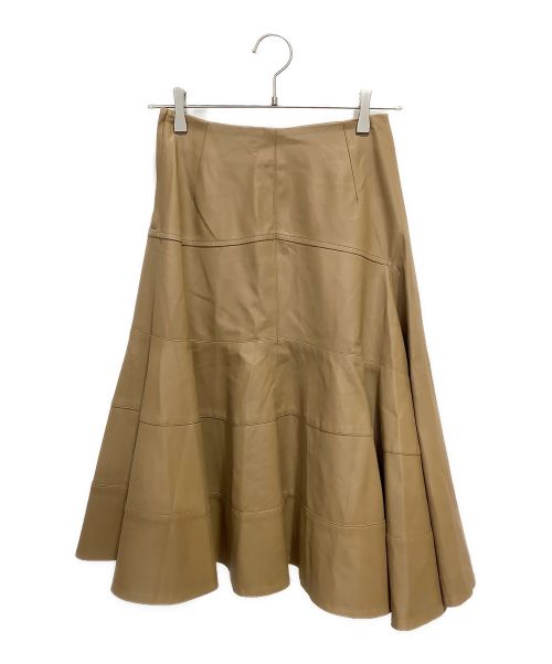 Adonisis（アドニシス）Adonisis (アドニシス) フェイクレザー立体フレアスカート ベージュ サイズ:36の古着・服飾アイテム