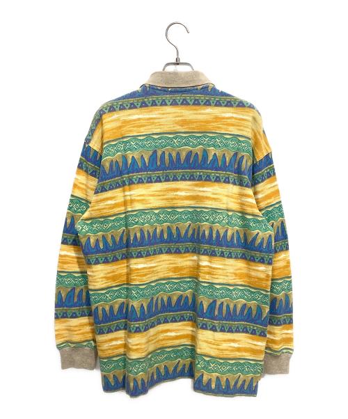 DISNEY（ディズニー）DISNEY (ディズニー) paradiso (パラディーゾ) ロングポロシャツ イエロー×ブルー サイズ:mの古着・服飾アイテム