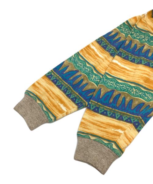 DISNEY（ディズニー）DISNEY (ディズニー) paradiso (パラディーゾ) ロングポロシャツ イエロー×ブルー サイズ:mの古着・服飾アイテム