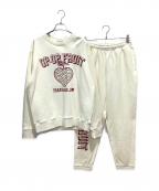 ONE PIECE 麦わらストア×SR'ESワンピースムギワラストア×エスアールエス）の古着「悪魔の実スウェットセットアップ OP-OP COLLEGE SET UP」｜ホワイト×レッド