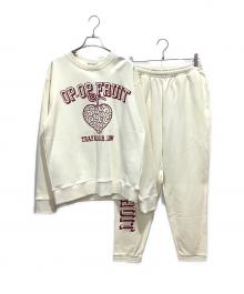 ONE PIECE 麦わらストア×SR'ES（ワンピースムギワラストア×エスアールエス）の古着「悪魔の実スウェットセットアップ OP-OP COLLEGE SET UP」｜ホワイト×レッド