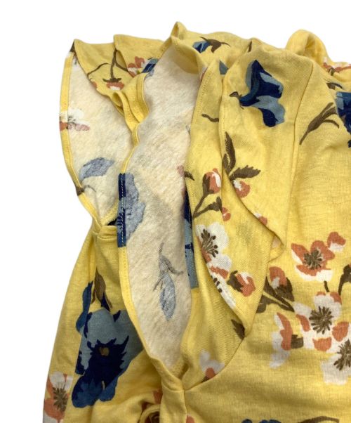 LAUREN RALPH LAUREN（ローレンラルフローレン）LAUREN RALPH LAUREN (ローレンラルフローレン) フローラルリネンブレンドジャージータイネックトップ イエロー×ネイビー サイズ:XSの古着・服飾アイテム