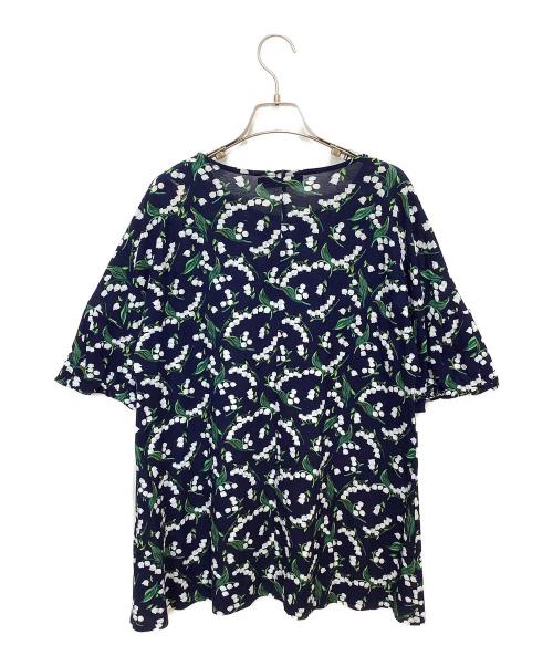 FEILER（フェイラー）FEILER (フェイラー) 花柄ブラウス ネイビー×ホワイト サイズ:Lの古着・服飾アイテム