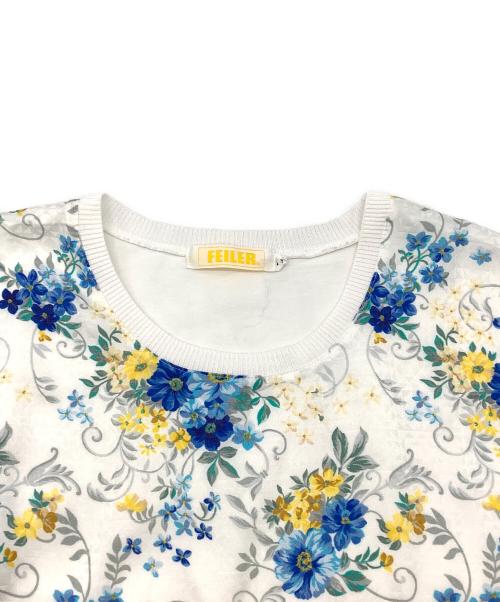 FEILER（フェイラー）FEILER (フェイラー) ドッキングカットソーブラウス ホワイト×ブルー サイズ:Lの古着・服飾アイテム