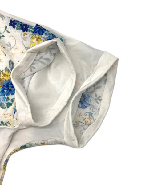 FEILER（フェイラー）FEILER (フェイラー) ドッキングカットソーブラウス ホワイト×ブルー サイズ:Lの古着・服飾アイテム