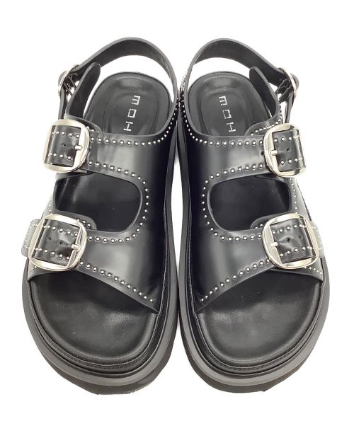 MOHI（モヒ）MOHI (モヒ) ダブルベルトスタッズサンダル ブラック サイズ:23の古着・服飾アイテム