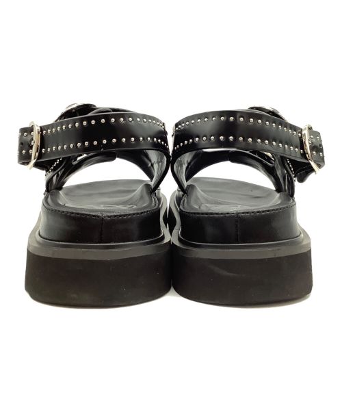 MOHI（モヒ）MOHI (モヒ) ダブルベルトスタッズサンダル ブラック サイズ:23の古着・服飾アイテム
