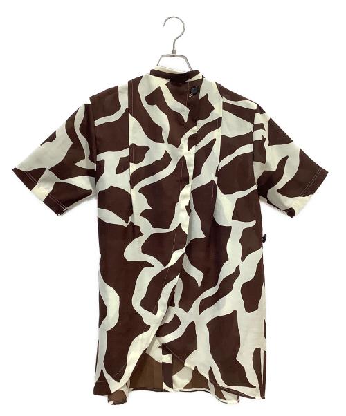 UNITED ARROWS（ユナイテッドアローズ）UNITED ARROWS (ユナイテッドアローズ) コントラストモチーフ半袖シャツ ブラウン×アイボリー サイズ:Freeの古着・服飾アイテム