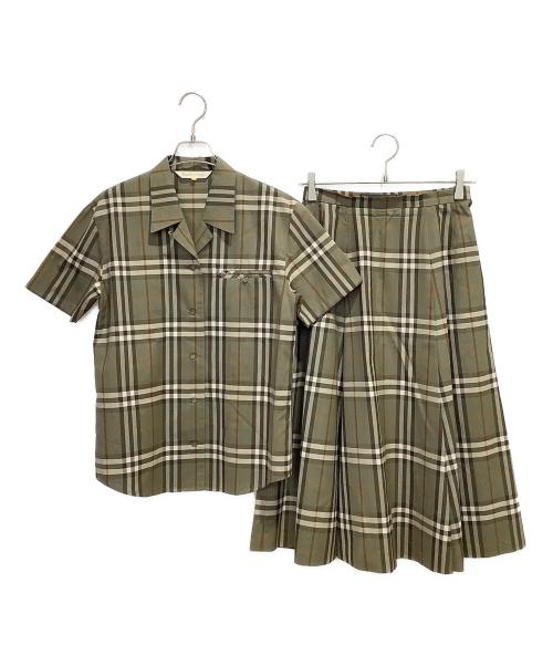 Burberry's（バーバリーズ）Burberry's (バーバリー) ノバチェック スカート セットアップ オリーブ サイズ:7R/9ARの古着・服飾アイテム
