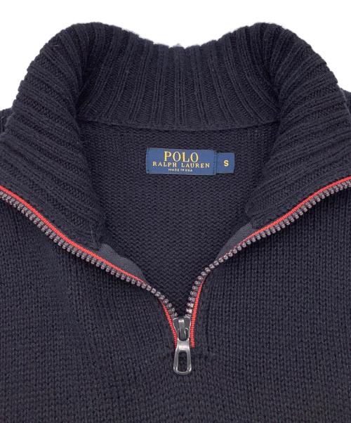 POLO RALPH LAUREN（ポロ・ラルフローレン）POLO RALPH LAUREN (ポロ・ラルフローレン) 星条旗ハーフジップニット ネイビー×レッド サイズ:Sの古着・服飾アイテム