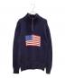 POLO RALPH LAUREN（ポロ・ラルフローレン）の古着「星条旗ハーフジップニット」｜ネイビー×レッド