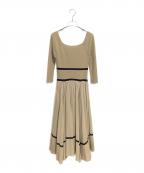Lily Brownリリーブラウン）の古着「ニット布帛ドッキングワンピース」｜ベージュ