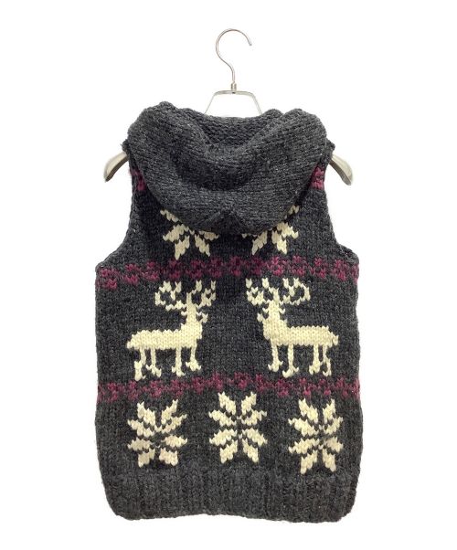 CANADIAN SWEATER（カナディアンセーター）CANADIAN SWEATER (カナディアンセーター) カウチンベスト グレー×ピンク サイズ:34の古着・服飾アイテム