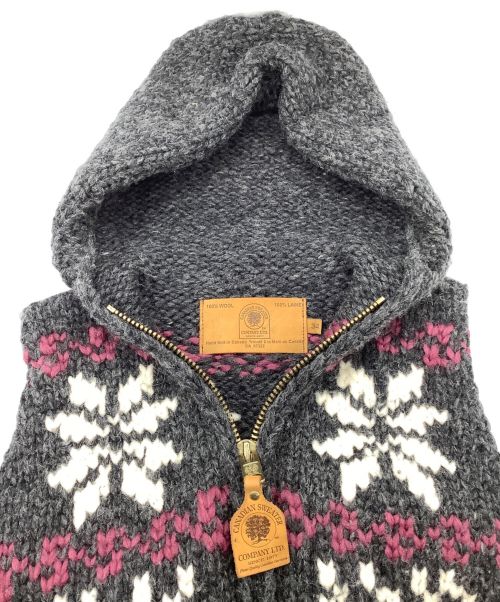 CANADIAN SWEATER（カナディアンセーター）CANADIAN SWEATER (カナディアンセーター) カウチンベスト グレー×ピンク サイズ:34の古着・服飾アイテム