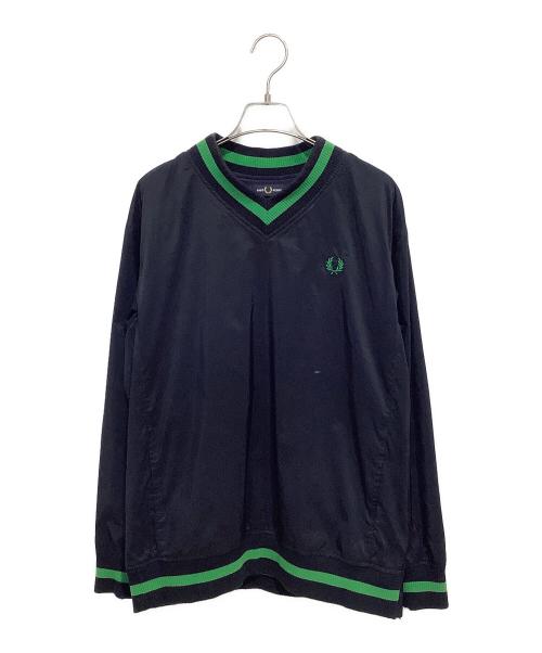 FRED PERRY（フレッドペリー）FRED PERRY (フレッドペリー) BEAMS GOLF (ビームスゴルフ) 別注チルデンプルオーバージャケット ネイビー×グリーン サイズ:XSの古着・服飾アイテム